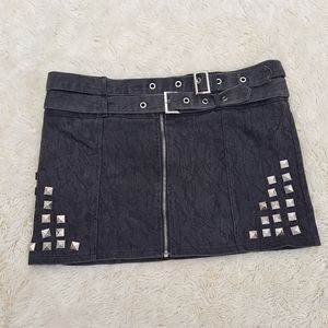 Stylish Black Denim Skirt with Studded Accents